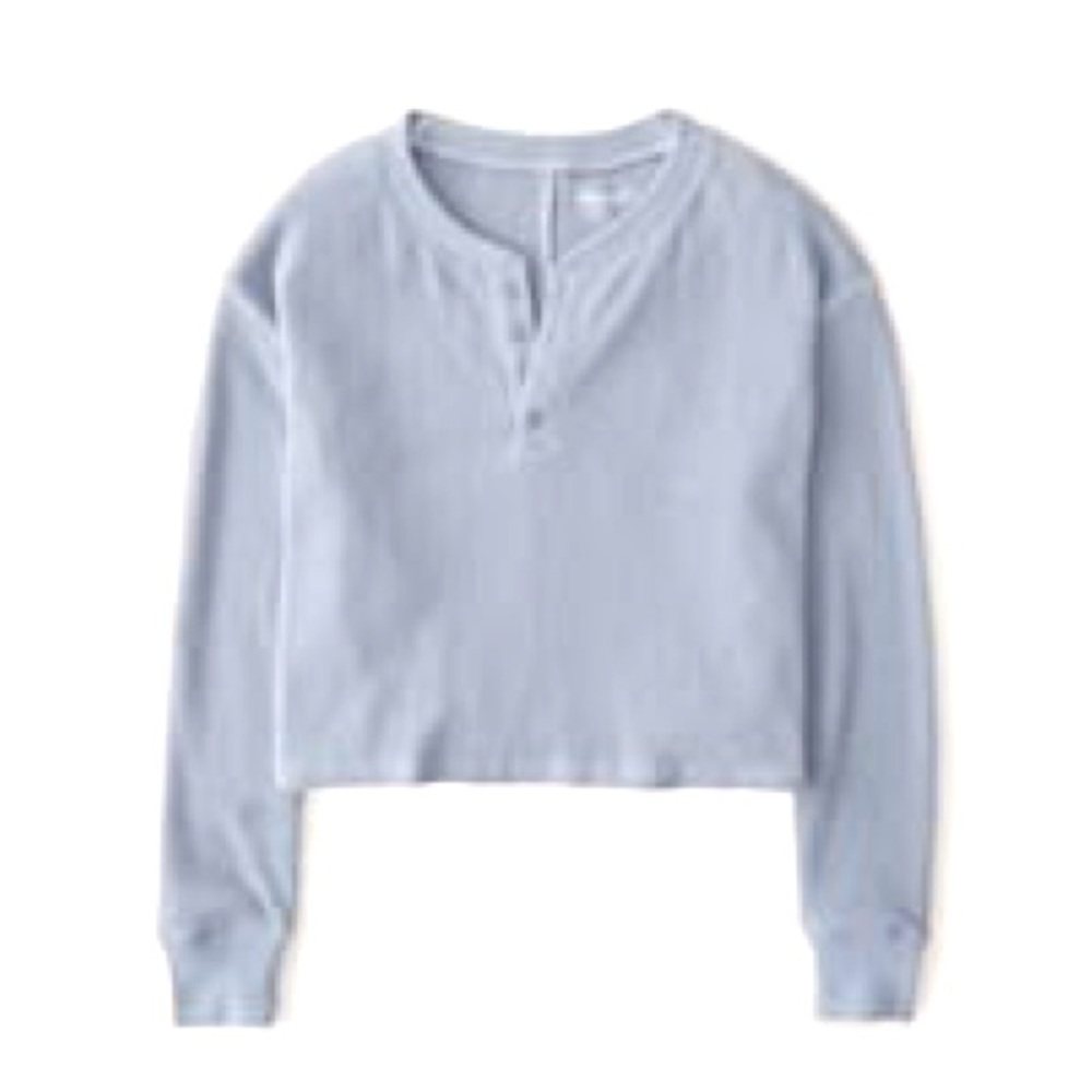 Waffle Knit Cropped Henley Top